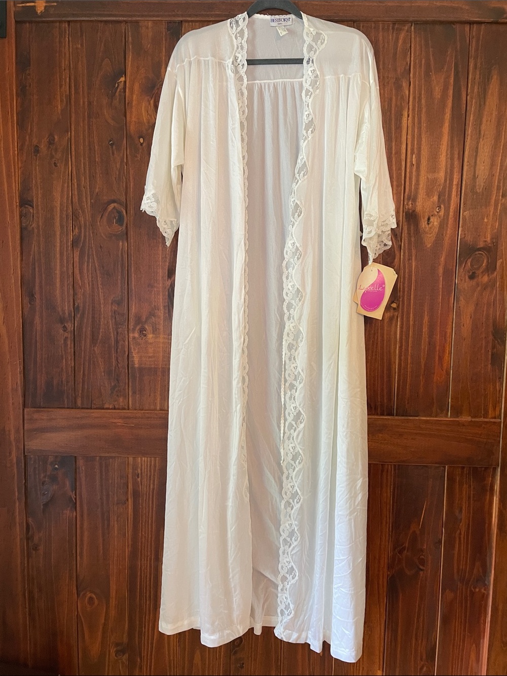 Vintage White Lace-Trim Long Robe